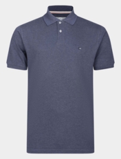 Peter Gribby Short Sleeve Melange Pique Polo Shirt Cornflower Blue