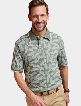 Pegasus Palm Print Polo Navy