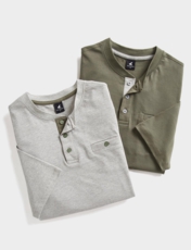 Pegasus 2 Pack Grandad Neck T-Shirt Khaki