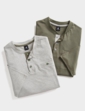 Pegasus 2 Pack Grandad Neck T-Shirt Khaki