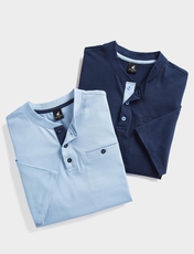 Pegasus 2 Pack Grandad Neck T-Shirt NAVY