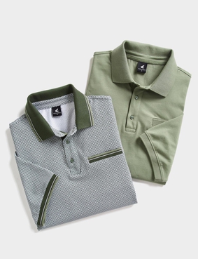 Pegasus 2 Pack Printed and Plain Polo Navy