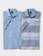 Pegasus 2 Pack Stripe Plain Pique Polo Coral