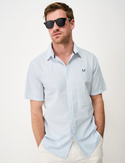 Crew Clothing Seersucker Shirt Blue