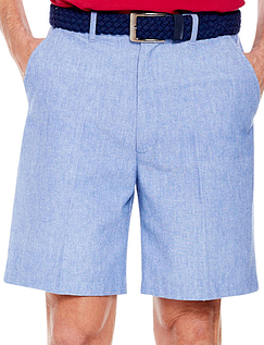 Chambray Shorts with Hidden Stretch Waist and Belt