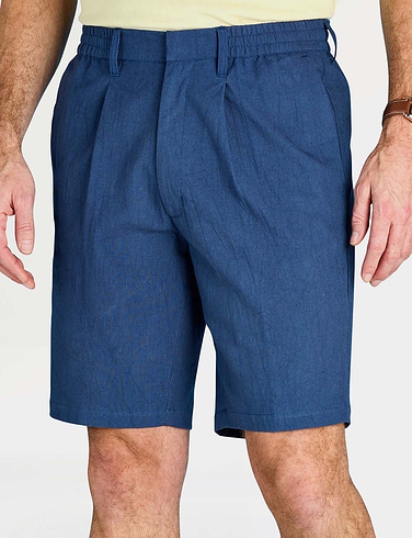 Pegasus Linen Blend Stretch Waist Shorts