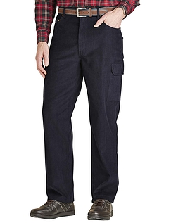 Pegasus Cord Cargo Trouser With Side Stretch - Navy