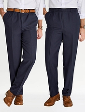Pack of 2 Elasticated Waist Pull On Trousers Black