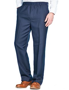  Men's | Stretch Waist Formal Smart Work Trousers Hidden Elasticated Waist  Smart Work Pants 