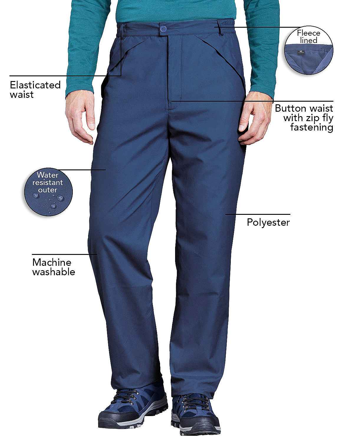 Pegasus Fleece Lined Water Resistant Trouser | Chums