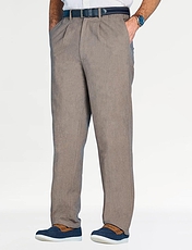 Pegasus Linen Blend Stretch Waist Trouser Bark