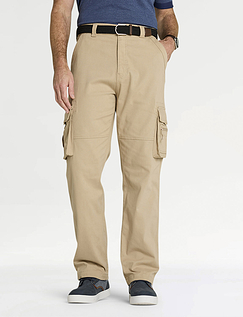 Pegasus Stretch Cargo Trousers With FREE Belt - Stone