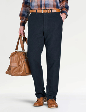 Pegasus Moleskin Trouser With Hidden Stretch Waist NAVY