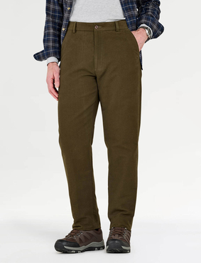 Pegasus Moleskin Trouser With Hidden Stretch Waist Tobacco