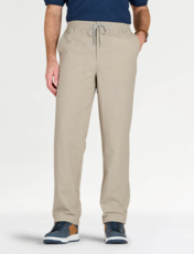 Pegasus Elasticated Waist Seersucker Trouser Bark