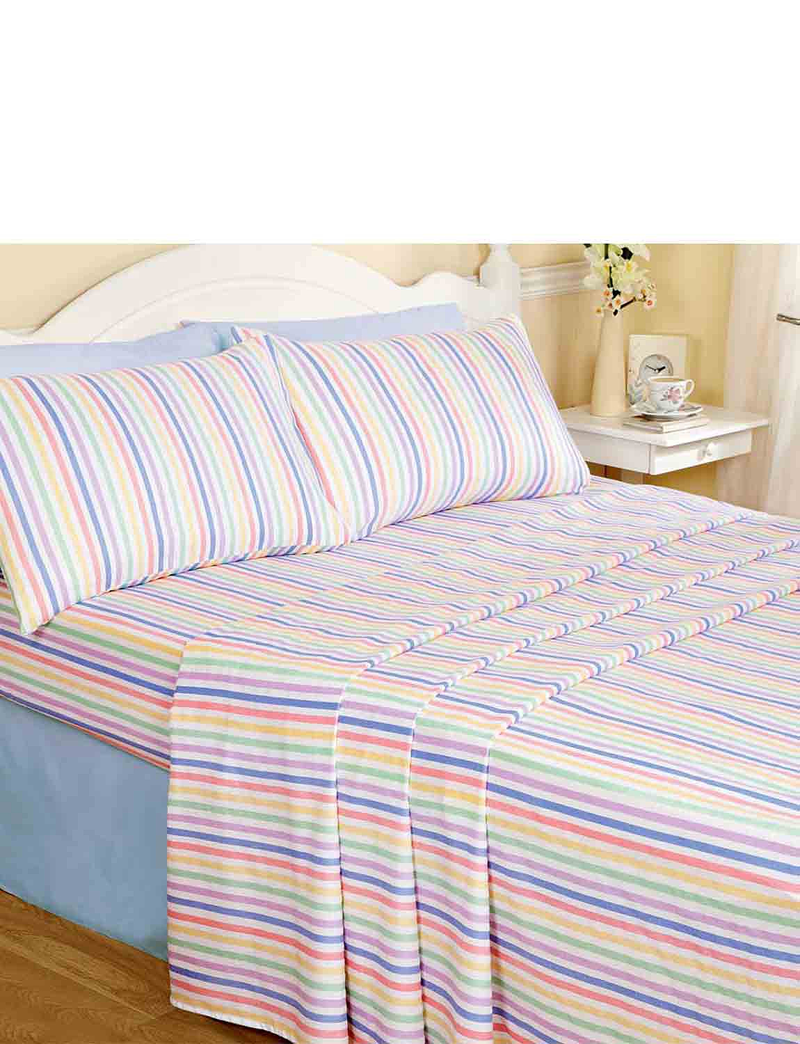 Pink Fitted Sheet,Flat Sheet & Pillow Cases Double Sunshine Comfort ® Luxury Heavy weight Brushed Cotton Flannelette Sheet Sets