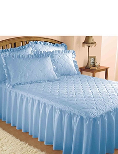 Luxury Plain Quilted Bedspread Blue