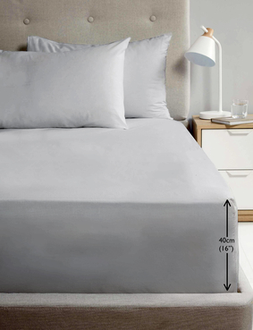 Extra Deep Polycotton Percale Fitted Sheets Ivory