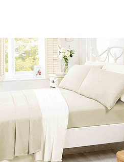 Super Soft Plain Dyed Flannelette Duvet Cover by Belledorm Cream