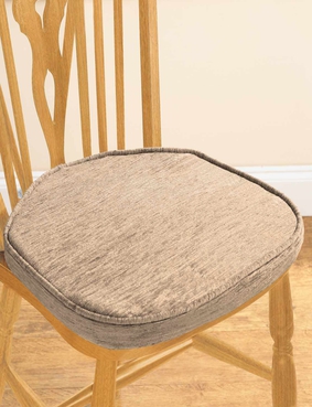 Chenille Dining Seat Pads Beige