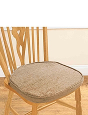 Chenille Dining Seat Pads Beige