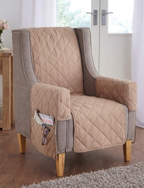 Plain Quilted Furniture Protectors Beige