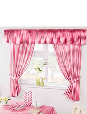 Country Gingham Kitchen Curtains Green