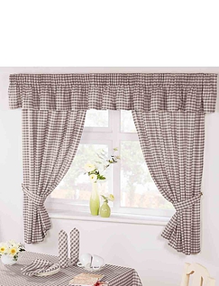 Country Gingham Kitchen Pelmets - NATURAL