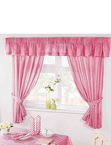 Country Gingham Kitchen Pelmets - Red