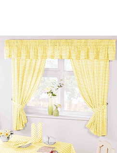 Country Gingham Kitchen Pelmets - Yellow