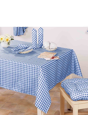 Country Gingham Kitchen Tablecloth - Blue