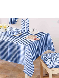 Country Gingham Kitchen Tablecloth Blue