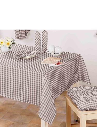 Country Gingham Kitchen Tablecloth - Natural
