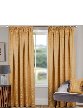 Classic Jacquard Lined Curtains Gold