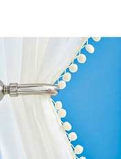 Pom Pom Voile Panel Cream