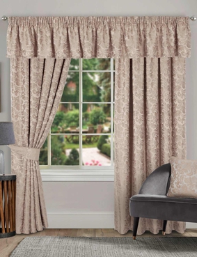 Lana Lined  Jacquard Curtains Gold