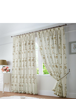 Exeter Lined Voile Curtains Latte