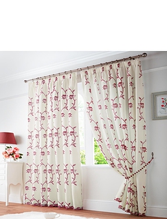 Exeter Lined Voile Curtains - Rose