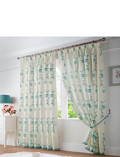 Exeter Lined Voile Curtains - Teal