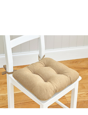 Linen Look Seat Pad Biscuit
