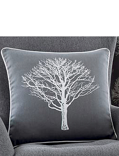 Woodland Trees Filled Cushion Charcoal