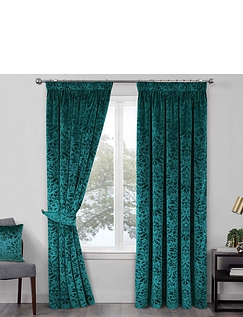 Taylor Interlined Thermal Velour Curtains Green