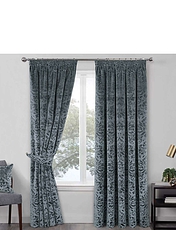 Taylor Interlined Thermal Velour Curtains Green