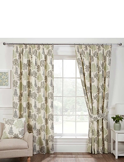 Coppice Lined Curtains Green