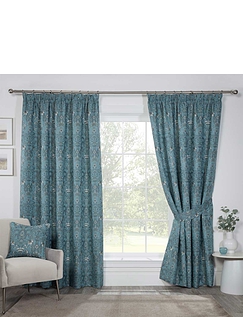 Kyoto Heavyweight Lined Jacquard Curtains Blue