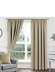 Woven Satin Total Blackout Curtains Blue