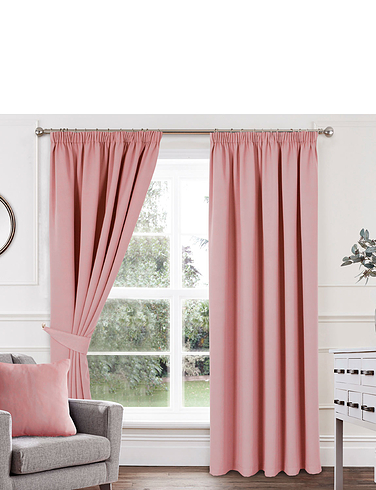 Woven Satin Total Blackout Curtains - Soft Pink