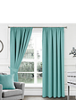 Woven Satin Total Blackout Curtains Blue