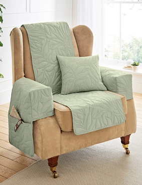 Sofia Quited Armchair Cover Protector Green