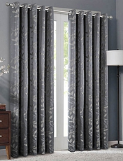 Lorenzo Eyelet Lined Jacquard Curtains Chocolate